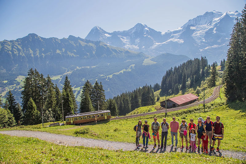A family in the Swiss Alps